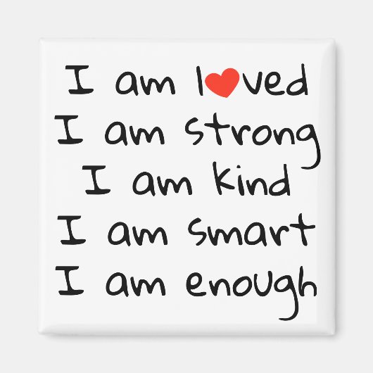 肯定ハートタイポグラフィレッドブラック マグネット (正面)