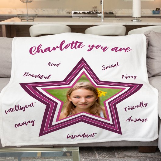 肯定ピンクモダンの写真の毛布 フリースブランケット