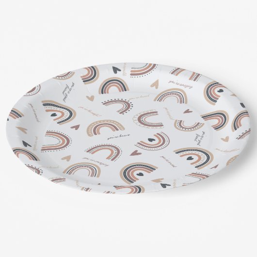 肯定ボホレインボーテーマパーティー紙プレート ペーパープレート (アングル)