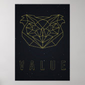 肯定ポスター。黄色い折り紙フクロウ。値 ポスター (正面)