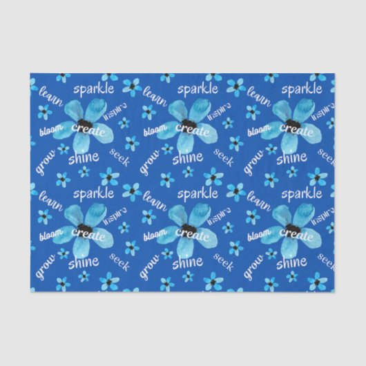 肯定付き青い水色の花 薄葉紙 (正面)