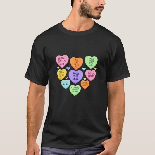 肯定前向きキャンディハート先生バレンティン Tシャツ (正面)