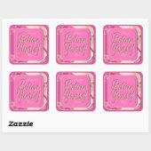 肯定前向きピンク金ゴールド大理石グリッター スクエアシール (シート)