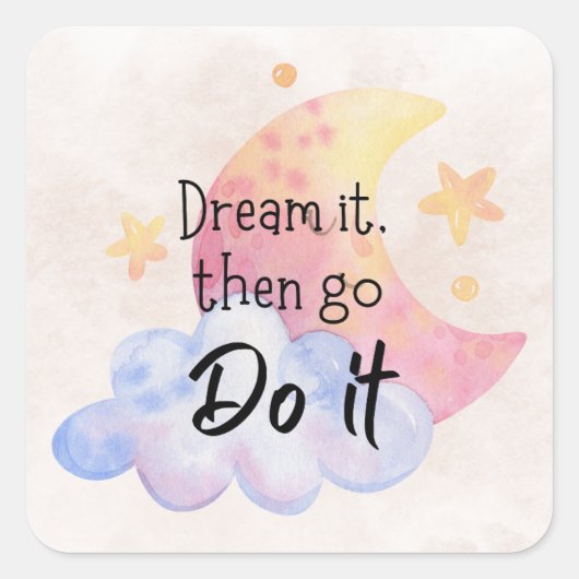 肯定前向き | 励ましのシール スクエアシール (正面)