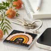 肯定引用文レインボーボホカラーブラック キーホルダー (正面右)