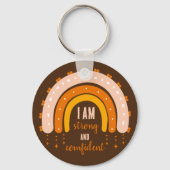 肯定引用文レインボーボホーカラーブラウンラウンド キーホルダー (正面)