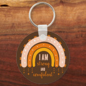 肯定引用文レインボーボホーカラーブラウンラウンド キーホルダー (正面)