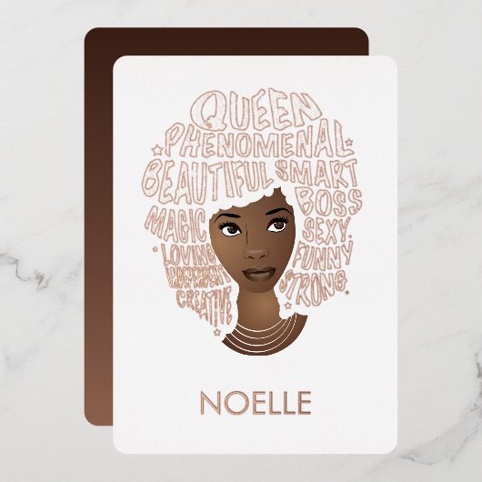 肯定的な黒い女性の言葉を奨励ブラウン 箔シーズンカード (正面/裏面)