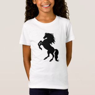 育てている黒い馬-女の子のBellaによって合われるTシャツ Tシャツ