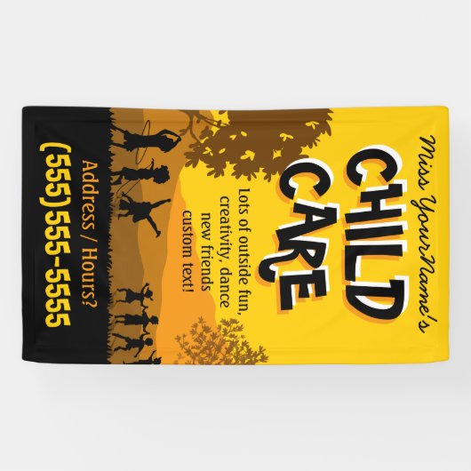 育児のデイケアのベビーシッターをするサマーキャンプの広告宣伝 横断幕 (横)