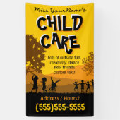 育児のデイケアのベビーシッターをするサマーキャンプの広告宣伝 横断幕 (縦)