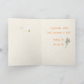 育児の労働者の感謝のくまおよびバニー サンキューカード (内部)