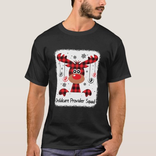 育児プロバイダ分隊おもしろい赤い援助トナカイ Tシャツ (正面)
