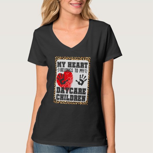 育児提供者ハート保育園小児豹 Tシャツ (正面)
