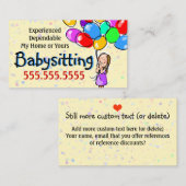 育児。 ベビーシッターをすること。 デイケアの広告宣伝カード 名刺 (正面/裏面)