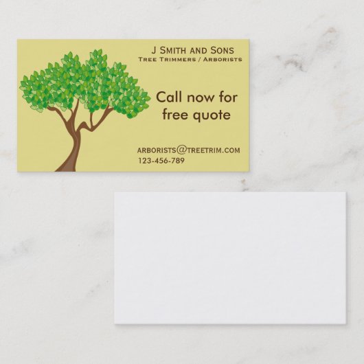 育樹専門家の木のトリミングサービスモダンなデザイン 名刺 (正面/裏面)