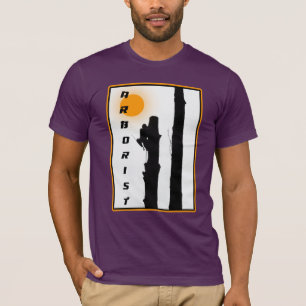育樹専門家のTシャツ: 朝日のシルエットのクライマー Tシャツ