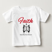 肺がん信仰バタフライリボン ベビーTシャツ (正面)