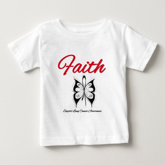 肺がん信仰バタフライリボン ベビーTシャツ (正面)