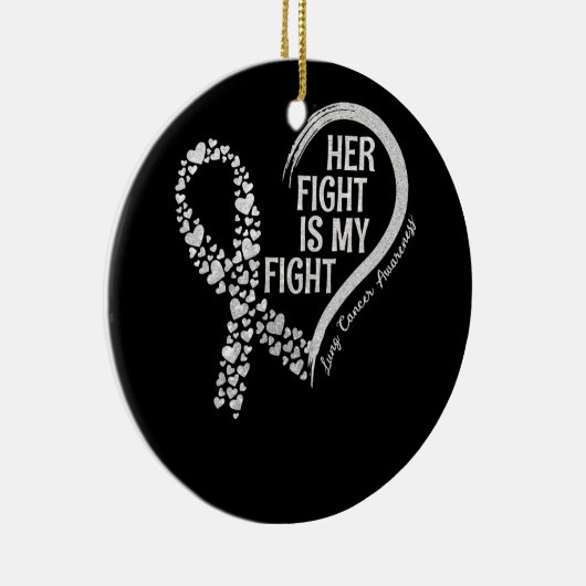 肺がん彼女の戦いは私の肺がん戦争 セラミックオーナメント (右)