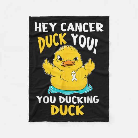 肺がん戦士アヒルデザイン フリースブランケット (正面)