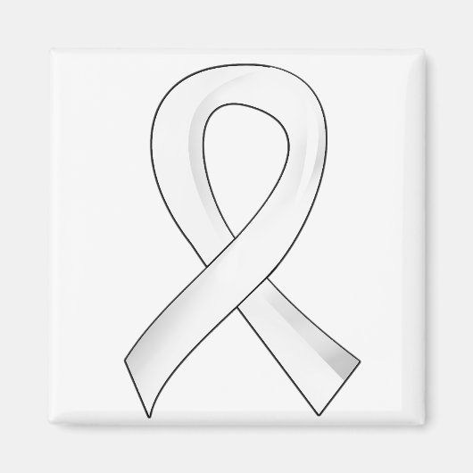 肺がん真珠リボン3 マグネット (正面)