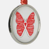 肺がん蝶のコラージュ メタルオーナメント (右)