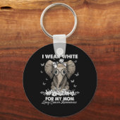 肺がん認識度ゾウ白いリボン キーホルダー (正面)