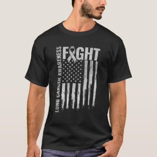 肺がん認識度ホワイトリボン戦いギフトUSA Tシャツ