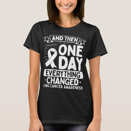 肺がん認識度戦士リボン Tシャツ (正面)