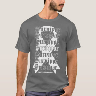 肺がん認識度生存者ホワイトリボンギフト1 Tシャツ