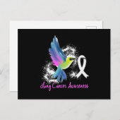 肺がん認識度真珠リボン インビテーションポストカード (正面/裏面)