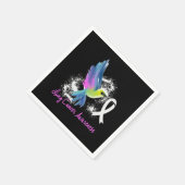 肺がん認識度真珠リボン スタンダードカクテルナプキン (角)