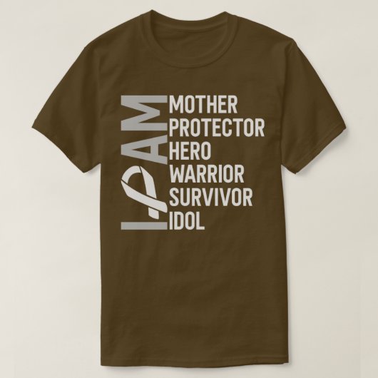 肺がん認識度I am Mother Hero Warrior Sur Tシャツ (デザイン正面)