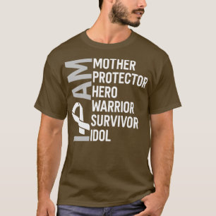 肺がん認識度I am Mother Hero Warrior Sur Tシャツ