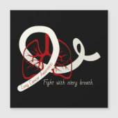 肺がん闘い、肺とリボン (正面)