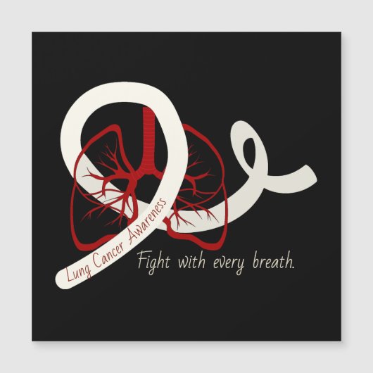 肺がん闘い、肺とリボン (正面)