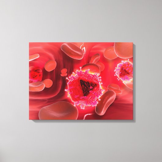 肺の中のHIVウイルスの顕微鏡観察 キャンバスプリント (正面)