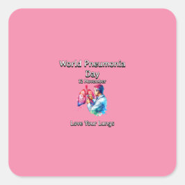 肺を愛しなさい。世界肺炎の日。 スクエアシール