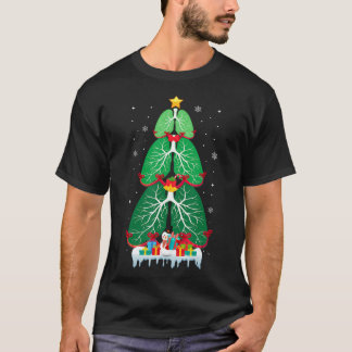 肺クリスマスツリー呼吸セラピークリスマステラ Tシャツ