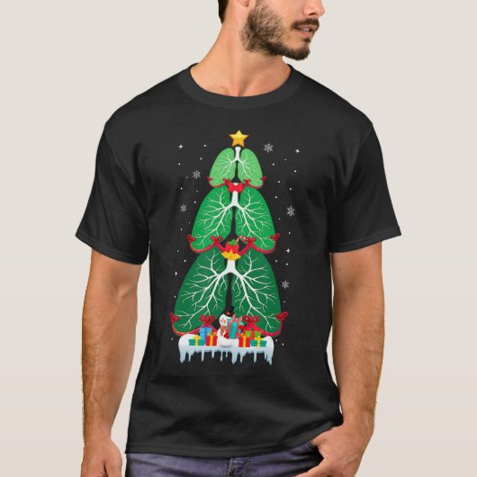 肺クリスマスツリー呼吸セラピークリスマステラ Tシャツ (正面)