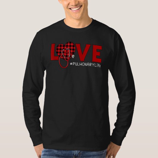 肺ナース格子赤恋ハート聴診器 Tシャツ (正面)
