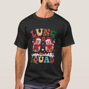 肺分隊雪だるまクリスマスツリー呼吸セラピスト Tシャツ