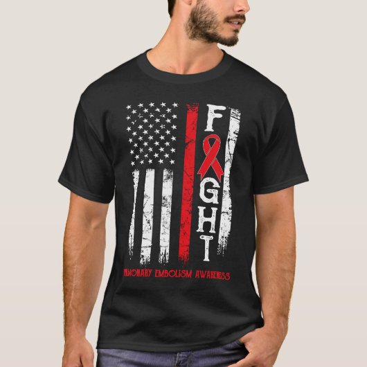 肺塞栓症戦士アメリカ国旗 Tシャツ (正面)
