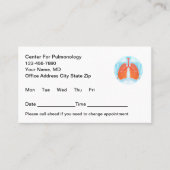 肺学テーマオフィス医療アポイントメントカード 予約カード (正面)