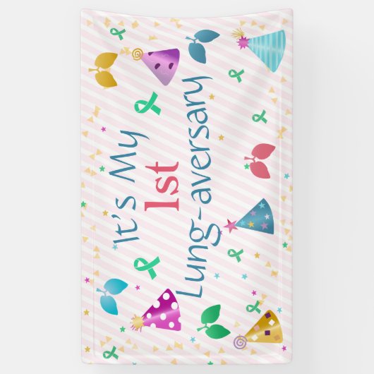 肺平均パーティーピンクストライプカスタム 横断幕 (縦)