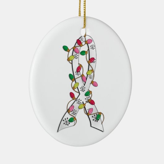 肺癌のクリスマスの照明のリボン セラミックオーナメント (右)