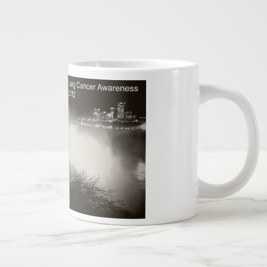 肺癌の認識度のための滝を照らして下さい ジャンボコーヒーマグカップ (右)
