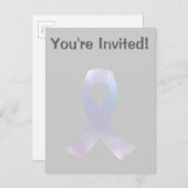 肺癌の認識度のリボン インビテーションポストカード (正面/裏面)