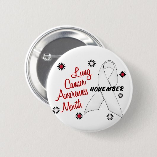 肺癌の認識度月の真珠のリボン1.1 缶バッジ (正面&裏面)